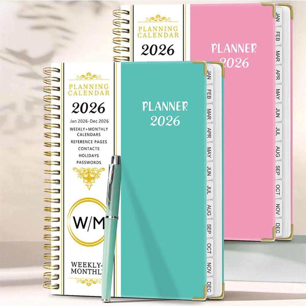 A5 Size 2026 Planner Notebook Yearly Schedule Daily Plan Yearbook Spiral Notebook  Office Supplies