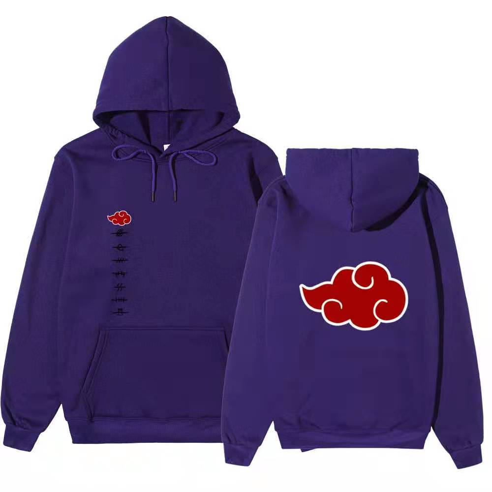 Unisex Naruto Akatsuki Hoodie, Double Side Red Cloud Symbol Print Anime Pullover Long Sleeve Hooded Sweatshirt
