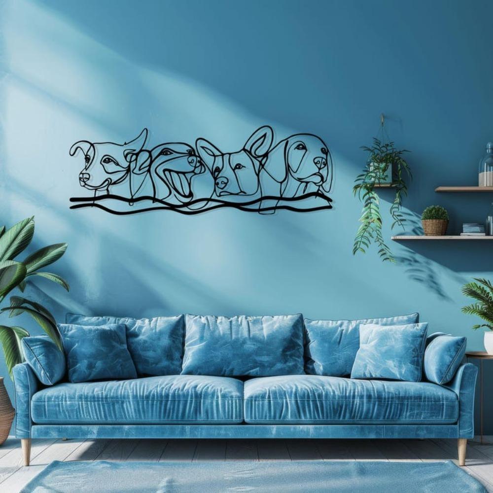 Minimalistische Metall-Hundekunst, Moderne Haustier-Wanddekoration, Geschenk für Hundeliebhaber