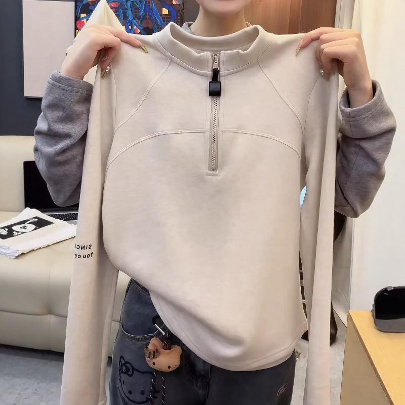 

Stunning Stand-Collar Long-Sleeve Women s T-shirt – Autumn 2025 Chic & Slim M