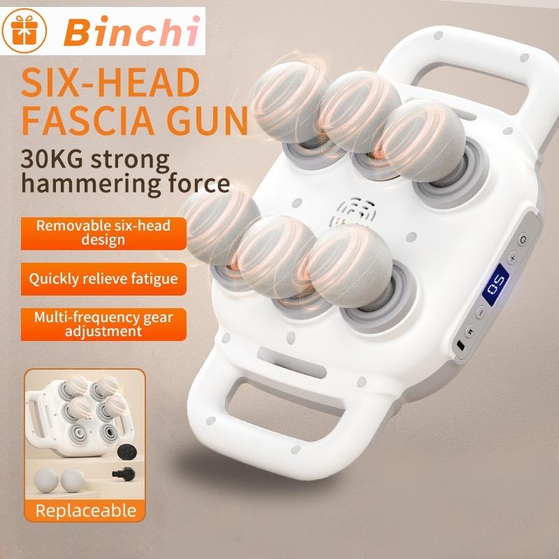 6 Head Massage Gun Muscle Relaxation Fascia Gun High Frequency Vibration Body Massager Pain Relief Muscle Fascia Gun