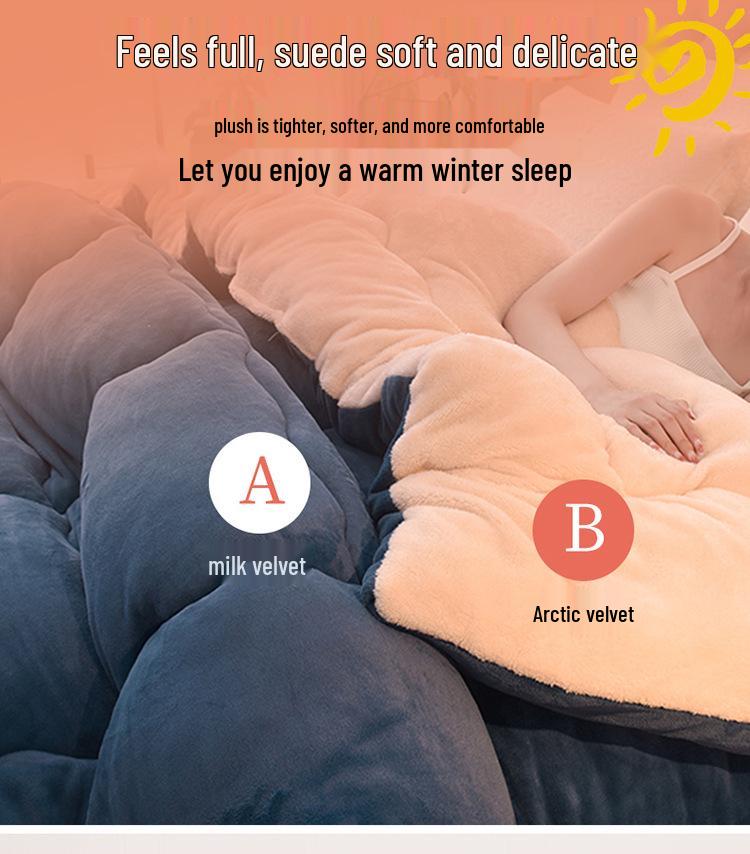 Winter Lammwoll-Samt-Steppdecke: Doppelseitige Fleecedecke - Warme Baumwolle, Doppelgröße, Ideales Geschenk