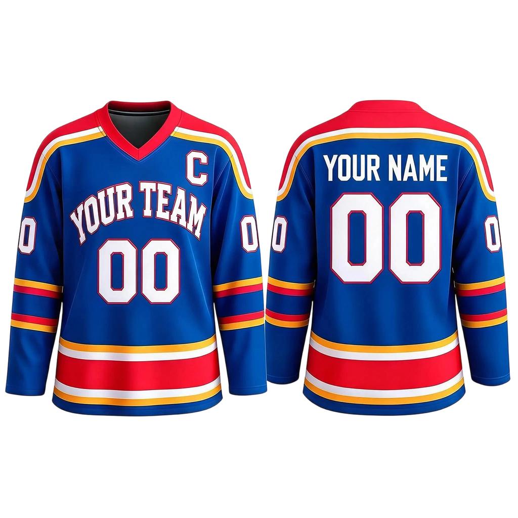 Customizable Hockey Jersey Personalized Team Name Number Long Sleeve V Neck Sportswear for Adults and Youth Suitable for Game Practice