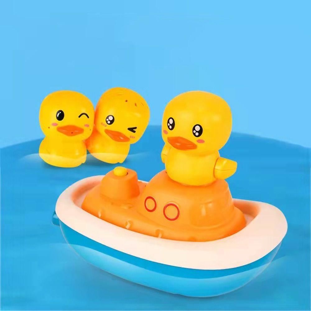 Small Yellow Duck Bathtub Toy Spray Water Water Toys Funny Baby Shower Set  Kids
