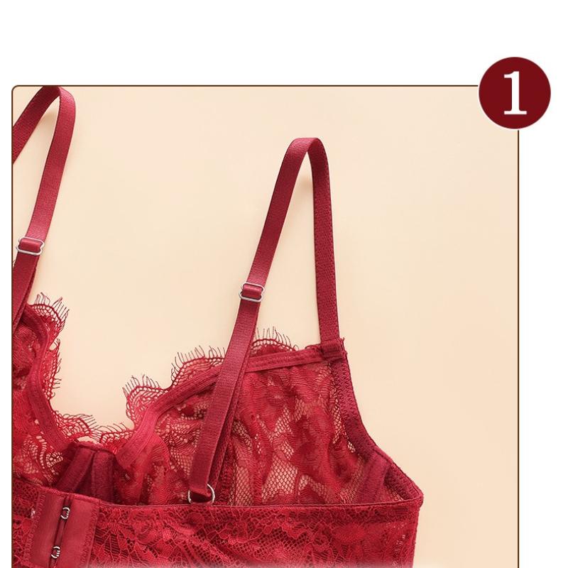Lenjerie intimă sexy din dantelă pentru femei, sutien push-up cu balene, cupe BC