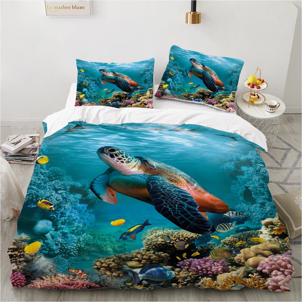 3D Animal Bedding Set - Giraffes Mountains Grassland Quilt Cover Twin/King Size, 2/3PCS Soft Polyester Bed Linen, Durable & Fade