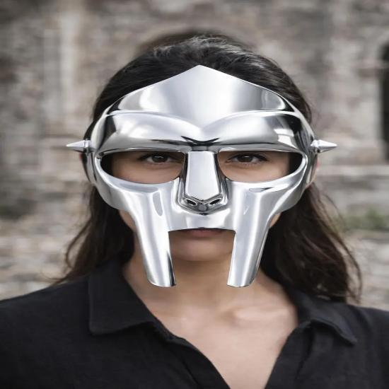 MF DOOM Inspired Gladiator Mask – Handmade Mirror Finish Metal Face Armor for Cosplay & Display