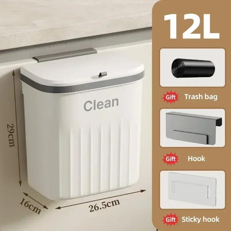 Hochwertiger Haushaltstoilette Badezimmer Wohnzimmer Büro Großvolumiger Klappdeckel-Abfalleimer Wandmontierter Abfalleimer Küche