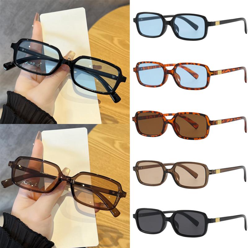 5pcs Sets Fashion Small Rectangle Sunglasses Women Retro Eyeglasses Minimalist Style Design Sunshade UV400 Glasses Unisex