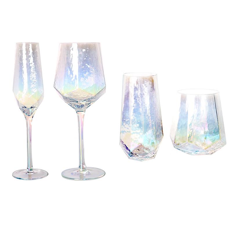 OLOEY Nordic Retro Hammered Iridescent Crystal Champagne Glass