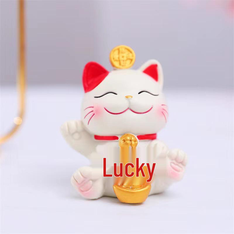 Lucky Cat Resin Mobile Holder - Cute Office Desktop Decoration Gift