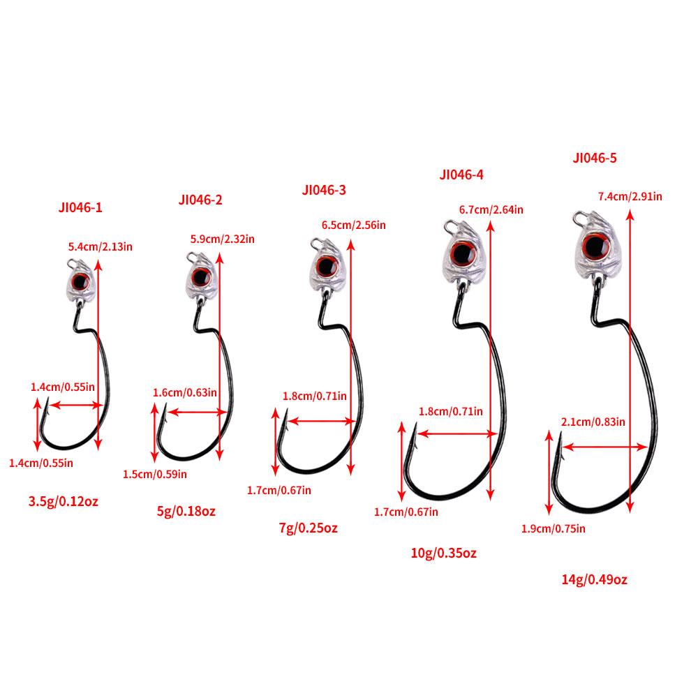 5pcs/ Texas Eye Finesse Jig Heads Wide Gap Hook for soft bait with big eyes Antihanging Bass Fishing Tackle Accessorize