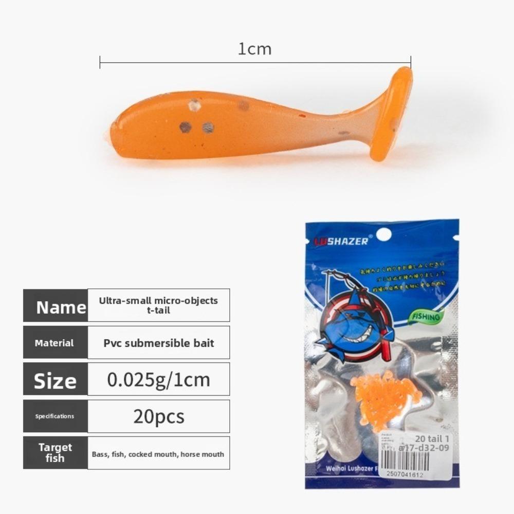 60pcs T Tail Fishing Soft Lures 1.0cm Floating Minnow Baits Minnow Lures  Fishing