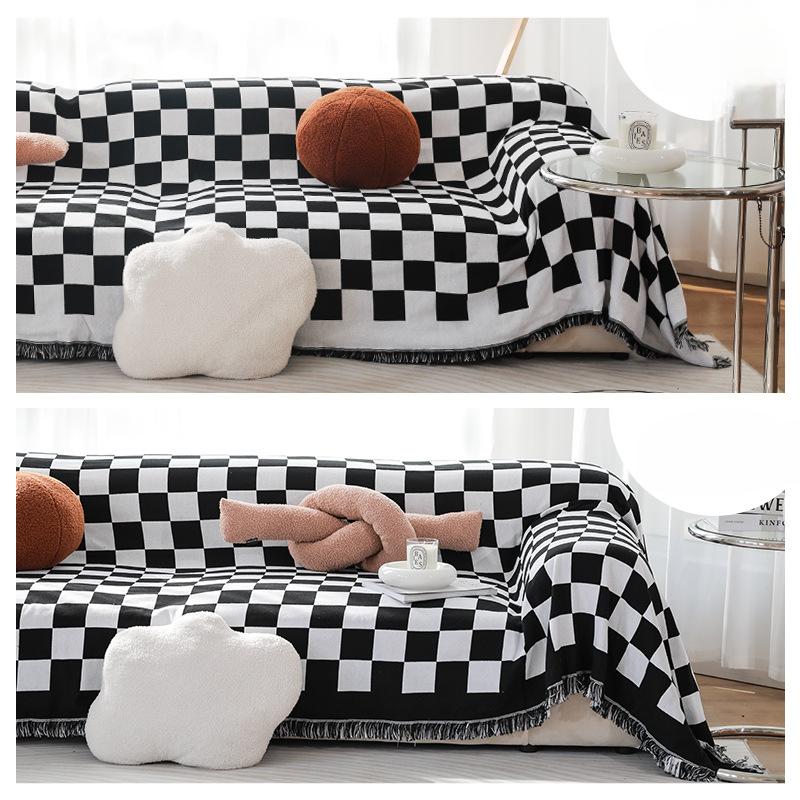 

Шахматная доска, клетчатое диванное полотенце, тканевый чехол для дивана, универсальные наборы «все включено», универсальная нескользящая противообрастающая подушка для четырех сезонов 180*130cm