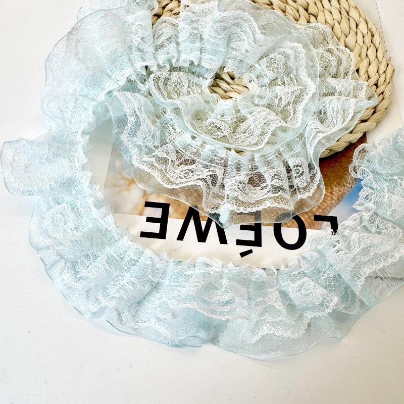 

4 см двухслойная плиссированная кружевная лента для самостоятельного изготовления одежды и юбок в виде листьев лотоса светло-синий