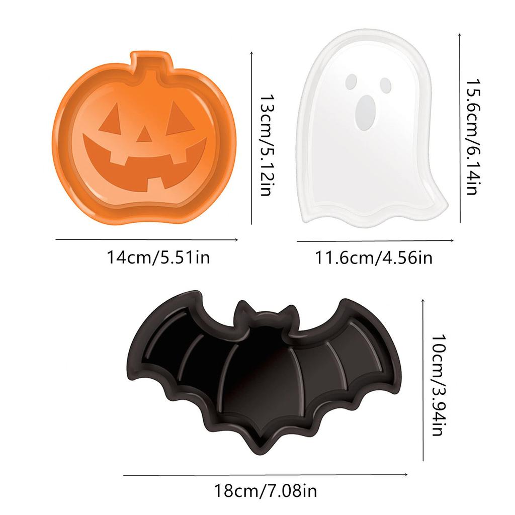 Ghost Pumpkin Bat Halloween Snack Tray Plastic Candy Serving Bowl PP Material Party Decor Fruit Dish Dessert Platter