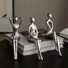 3 szt. Rzeźba do czytania z żywicy, Statua siedzącego myśliciela, Abstrakcyjna figurka kobiety na półkę na książki do domu, biura, salonu, półki, dekoracja biurka