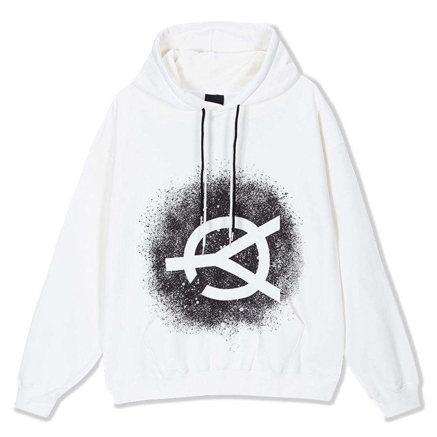 Oy Stencil Logo Double String Hoodie - White White/1Size