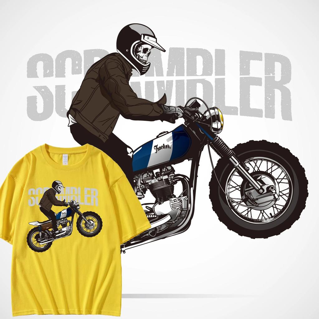 Men's T-shirt motorcycle printed T-shirt hip-hop street top streetwear vintage t shirt cotton Retro Motorcycle Plus size T-shirt