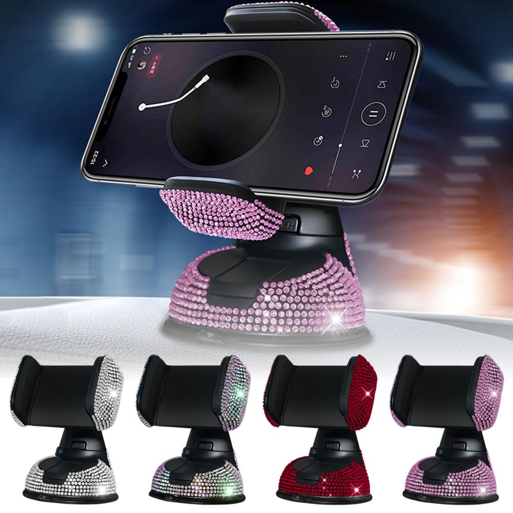For Mobile Phone Car Holder Crystal Diamond Car Phone Holder Universal 360° Rotatable Secure Perfect For Easy Navigation Q9Z8