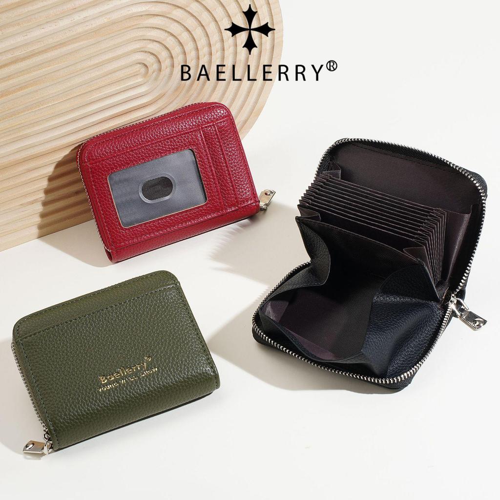 Baellerry Women's Lychee Texture Zipper Card Holder Wallet - Stylish Coin and Card Organizer