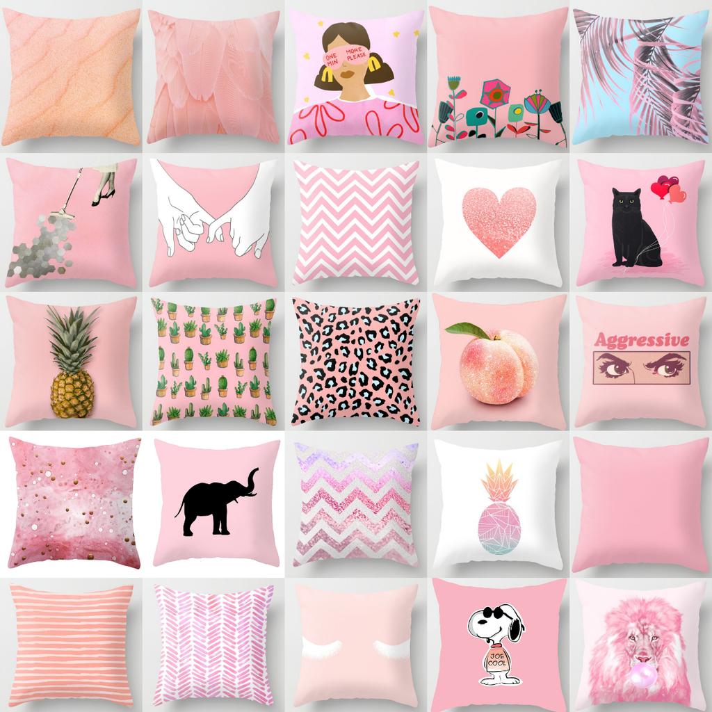 Neu Nordisch Rosa Mädchen Geometrische Kissenbezüge Niedliche Kreative Rosa Muster Kissenbezug Modernes Sofa Couch Dekorative Wurfkissen