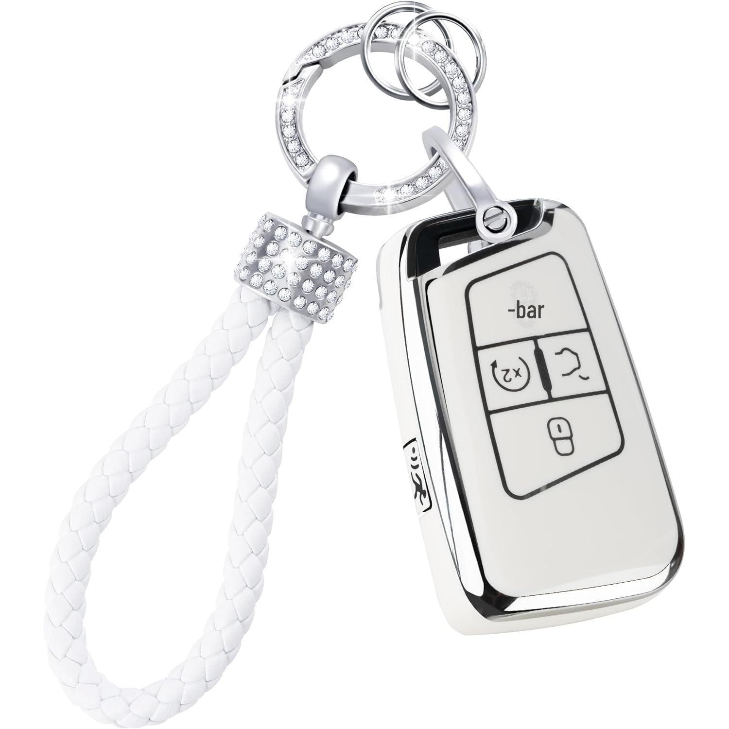 

ТПУ-чохол для ключів моделі автомобіля з мотузковим брелоком у ромбовидній оплетці – сріблястий край. PE Bag