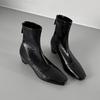 Autumn and winter new square head thick medium heel short boots fashionable and simple rear zipper fashion short boots women's boots