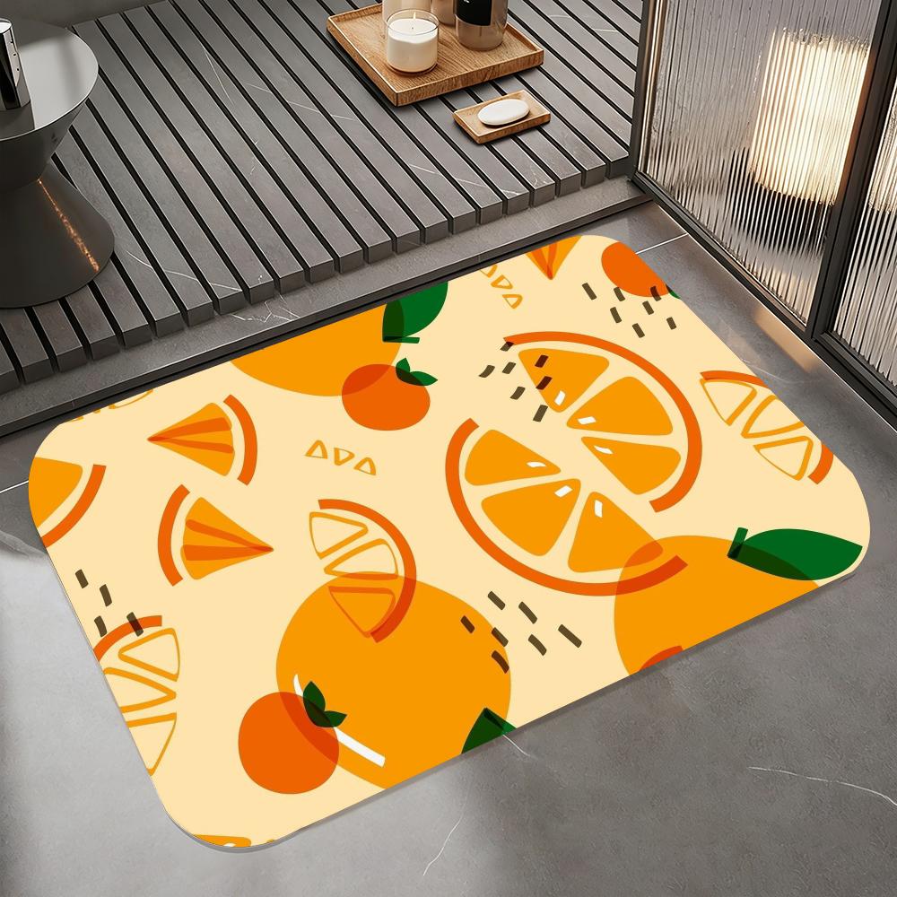 

S-Simple drawing food Floor Mat Diatomite Bath Mat, Quick Dry Absorbent Non-Slip Door Mat 50cm x 80cm
