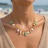 Boho Buntes Muschel Halskette Für Frauen Gold Farbe Seestern Muschel Jakobsmuschel Perlen Anhänger Choker Sommer Strand Urlaub Resort Schmuck
