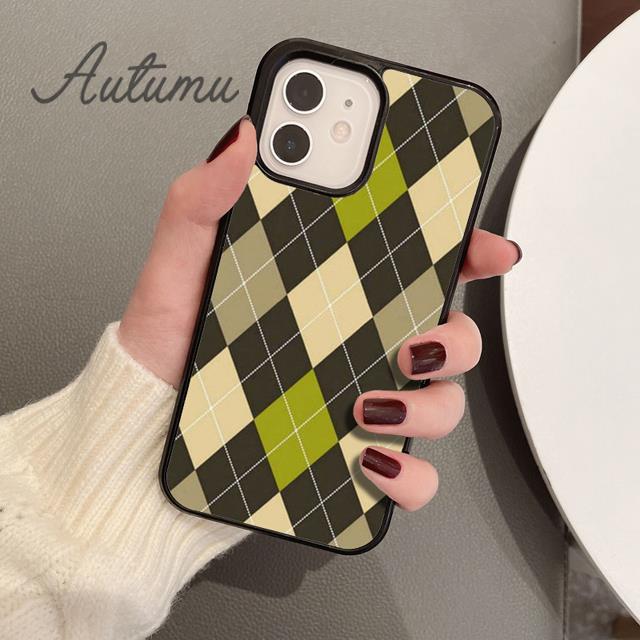 Argyle pouzdro na telefon pro iPhone 11 12 13 14 Pro Max mini X XR XS SE 2020 5 6S 7 8 Plus Samsung Galaxy S21 S22 Kryt skořepina