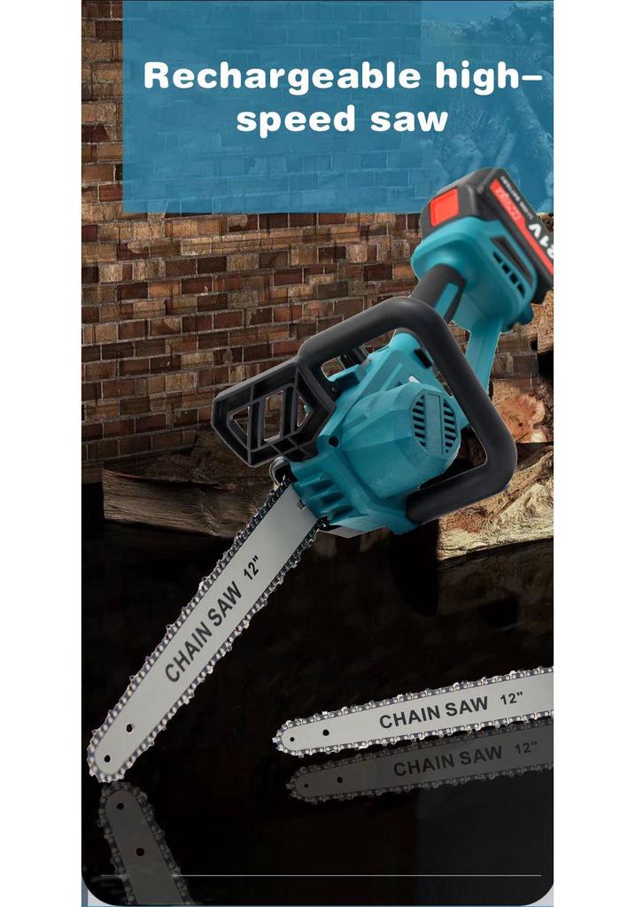 21V Lithium Battery 12-inch High-Speed Electric Chainsaw for Woodworking and Carving