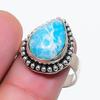 Natural Larimar Gemstone Handmade 925 Sterling Silver Jewelry Ring Size 8 AR-17930