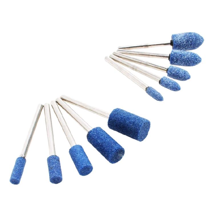 10 Pcs Professional Blue Abrasive Stone Polishing for Head Mounted 3mm Shank Too