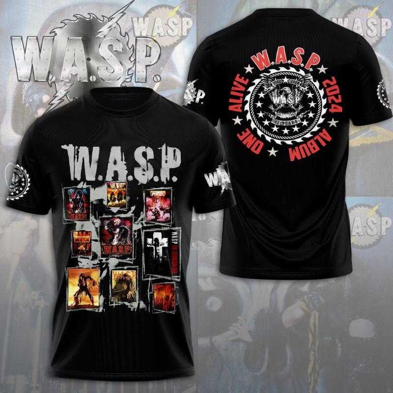 W.A.S.P Rock 3D-Druck T-Shirts Herren Damen Hip Hop Trend Kurzarm T-Shirt Y2k Oberteile Oversized Streetwear Herrenbekleidung XL gray
