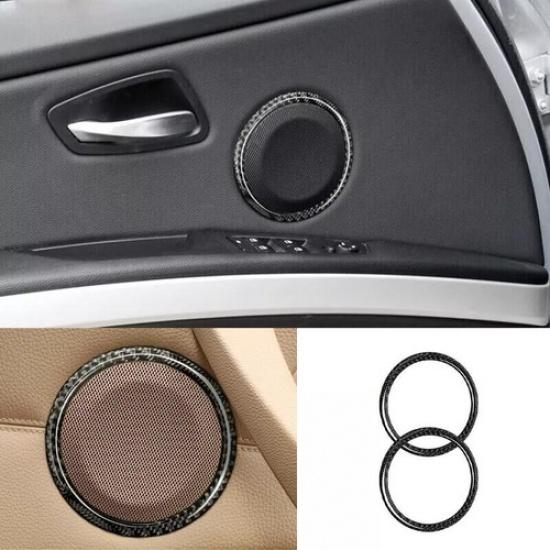 Cover Trim Real Carbon Fiber For BMW 3-Series Inner Door Speaker Ring Horn 05-12