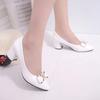 Fashion Spring/autumn Women's Shoes Soft Bottom Bow Round Headed Shallow Mouth Mid-high Heels Work Shoes Available in All Seasons