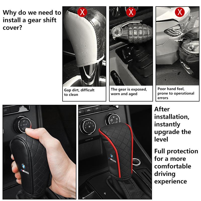 Leather Car Gear Shift Sleeve Knob Protective Cover For BMW M Performance E36 E46 E60 E90 E91 E92 E93 F30 F20 SU1