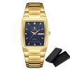Wwoor New Square Watch Men With Automatic Week Date Luxury Stainless Steel Gold Mens Quartz Wrist Watches Relogio Masculino