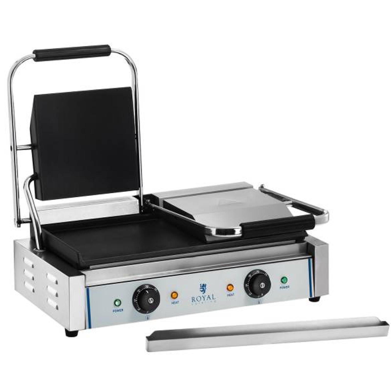 Griglia a contatto, doppia faccia, liscia, 3600W, 230V, Royal Catering