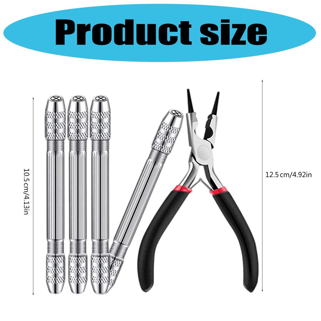 Dual End Hand Drill Jewelry Making Set for Wire Twisting and Metalworking with Carbon Steel Bits