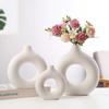 Creative White Ceramic Vase Ornaments Living Room Flower Instrument Geometric Shape Dining Table Top Home Decoration Ornaments