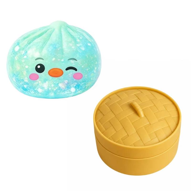 Non-Toxic Glitter Simulated Steamed Bun Toy Slow Rebound Soft Stress Relief Sensory Toy for Kids Daily Play