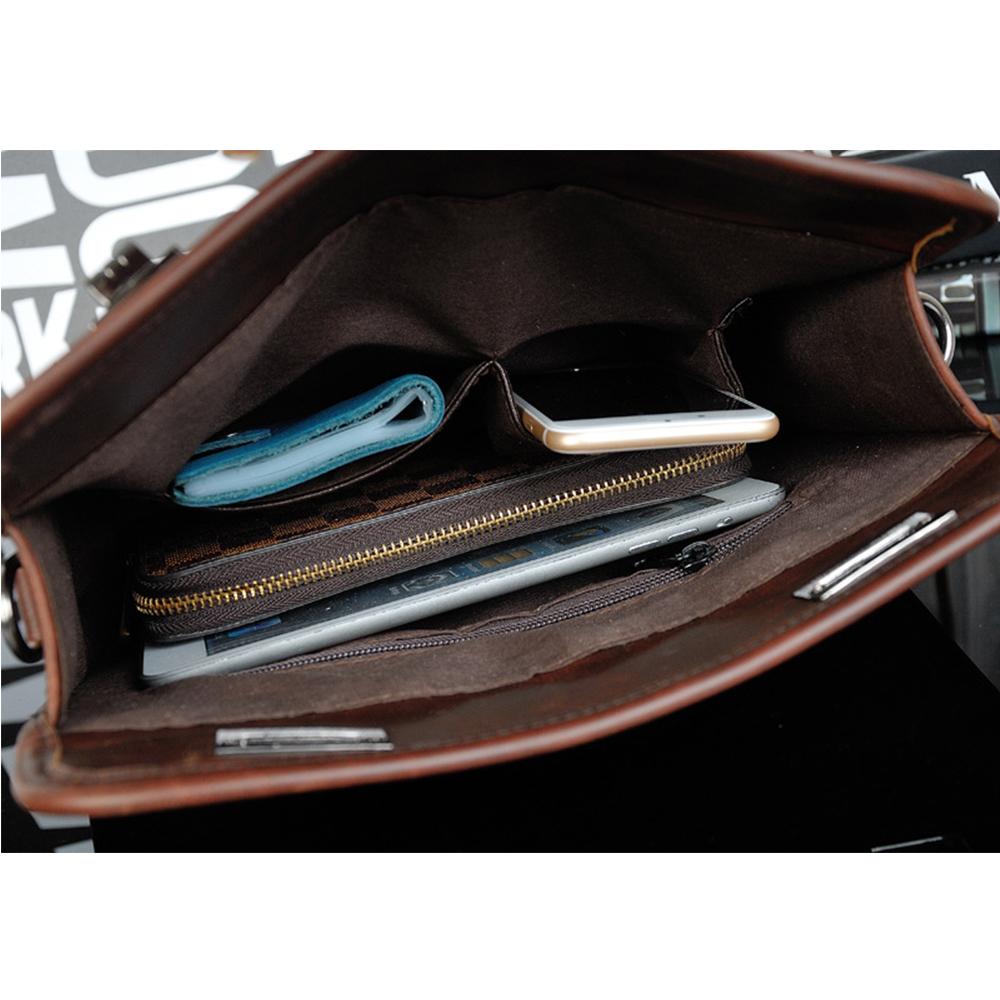 Crazy Horse Leather Men's Bag Casual Retro One-shoulder Crossbody Bag Double Screw Lock Design Anti-theft Wear-resistant Computer Official Bag