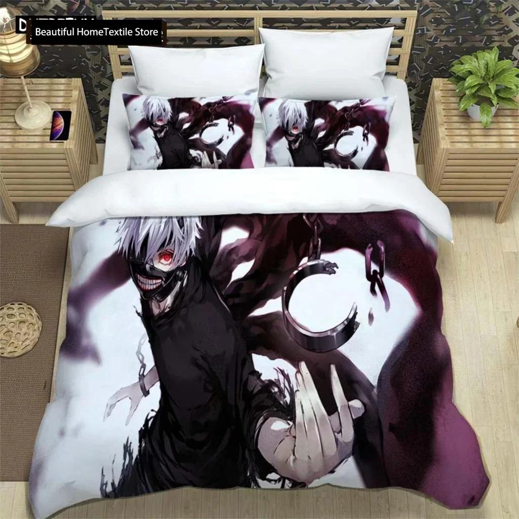Japanische Mode Anime Digitaldruck Polyester Bettwäscheset für Jungen und Mädchen, Jugendbettwäscheset, Geschenk für Paare