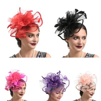Pírko Alice čelenka Fascinator Čelenka Svatby Dámský den Závody Royal Ascot Organza Horní klobouk