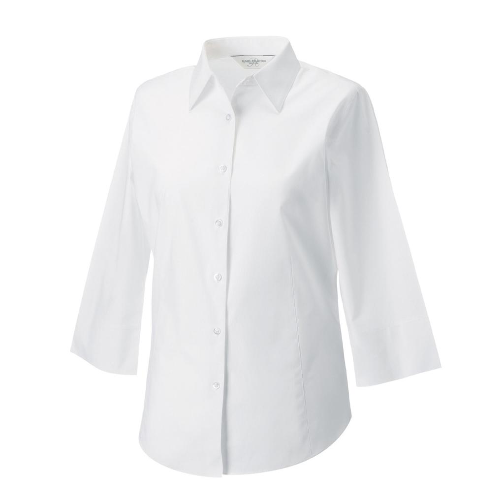 Russell Collection Damen/Damen Pflegeleichtes Figurbetontes 3/4-Ärmelhemd