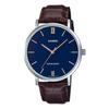 Casio Quartz Men's Watch MTP-VT01L-2B Navy & Brown Leather Band