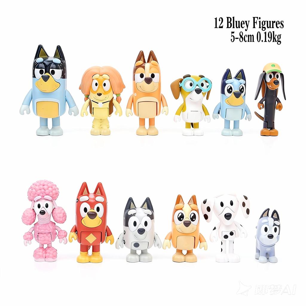 Bluey Anime Action Figures Bandit Chilli Bingo With Movable Joints Animation Dog Model Dolls Kids Party Favor Toys Birthday Present