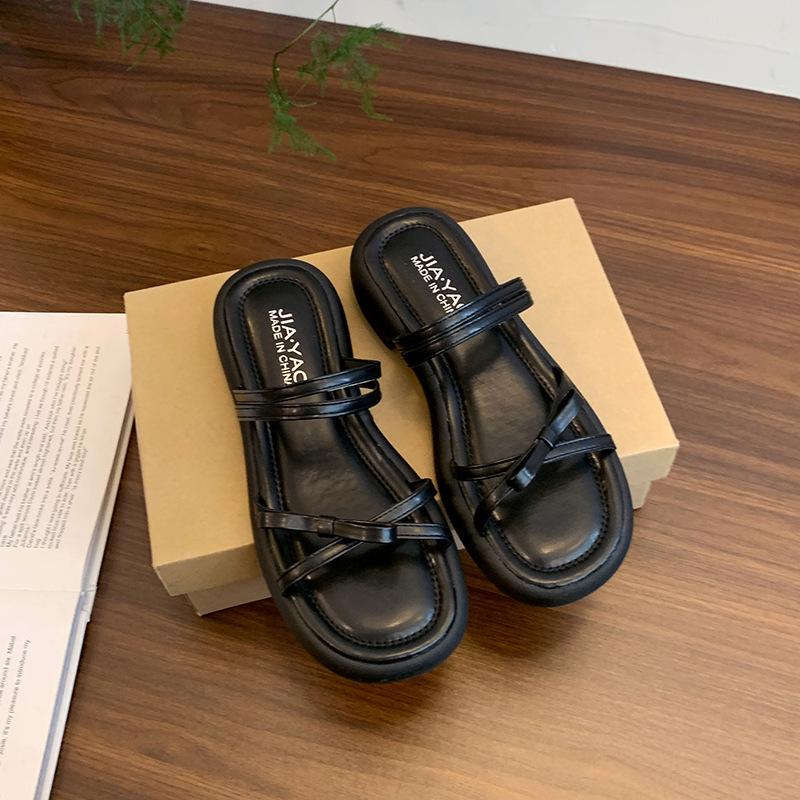 With skirt sandals women's 2025 summer new versatile fashion retro comfortable casual platform beach shoes